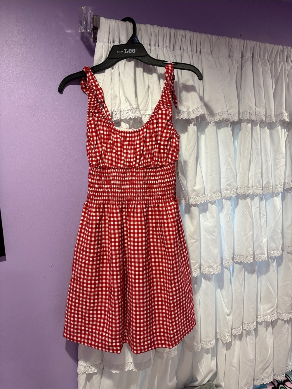 Kacey Lee Red Gingham XS Smocked Sundress